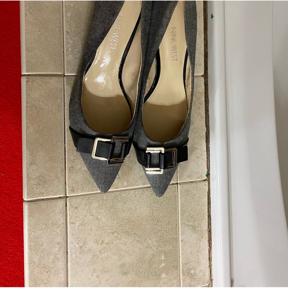 Gray Nine West low heels